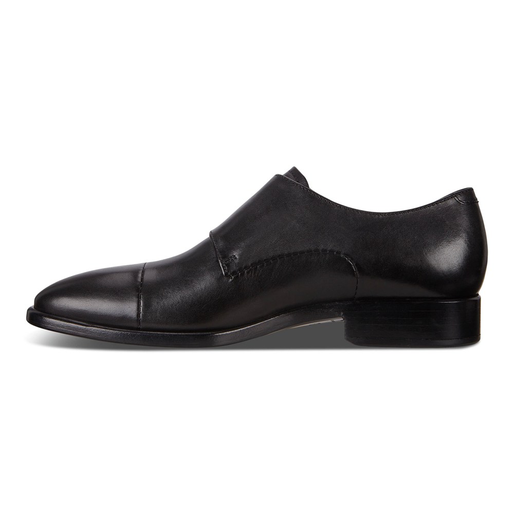 ECCO Mens Dress Shoes Black - Vitrus Mondial Double Monk Strap - FML-938065